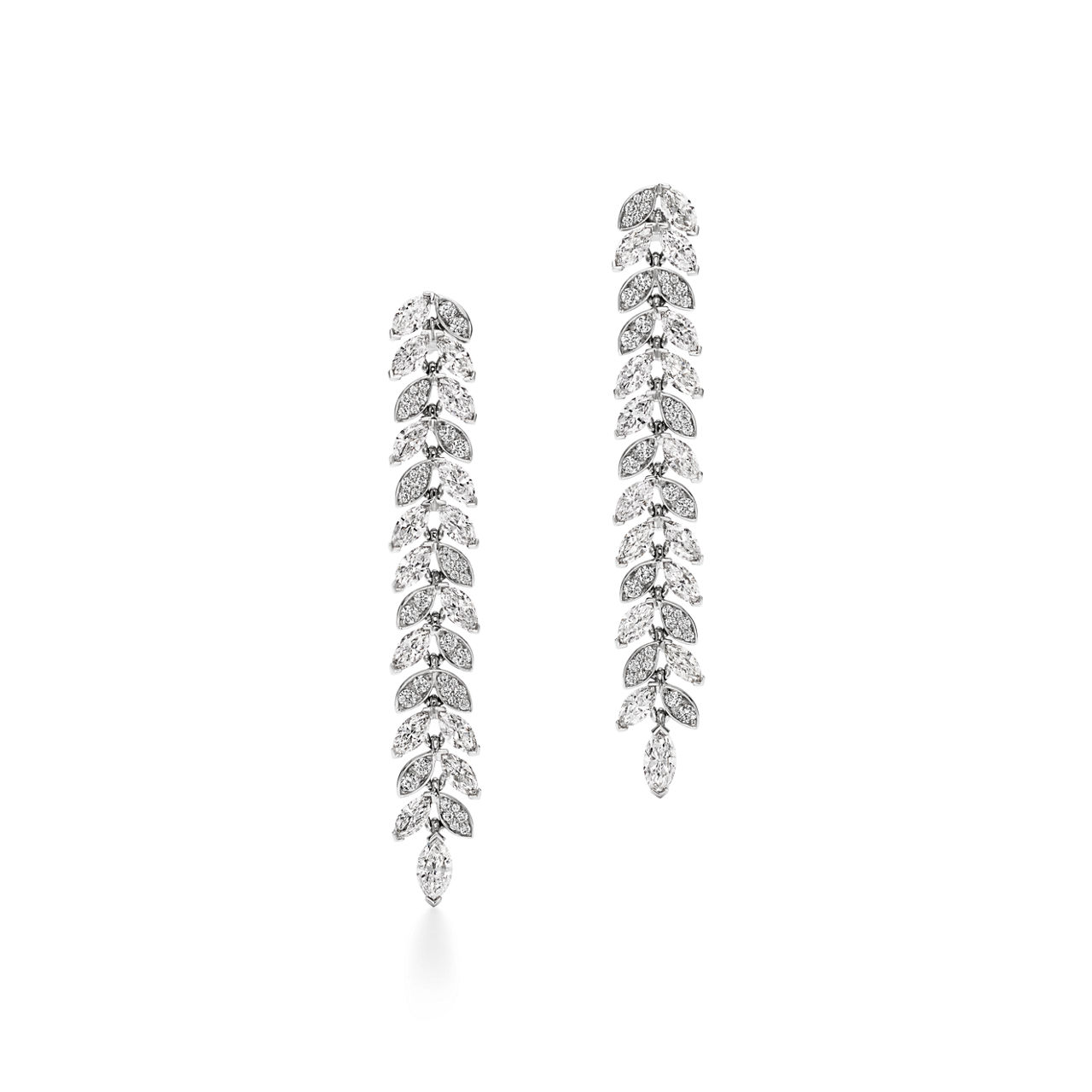 Tiffany Victoria®:Diamond Vine Drop Earrings in Platinum  image number 0