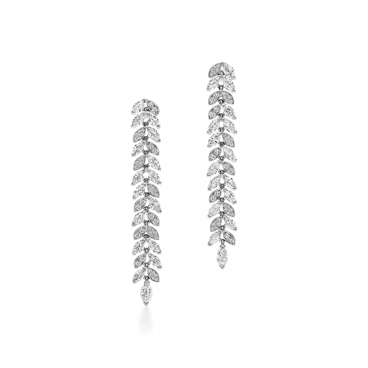 Diamond Vine Drop Earrings in Platinum 
