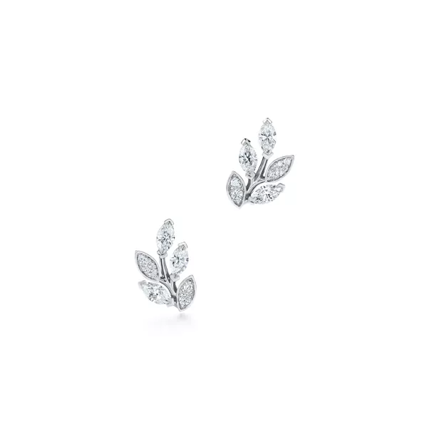 Diamond Vine Earrings in Platinum