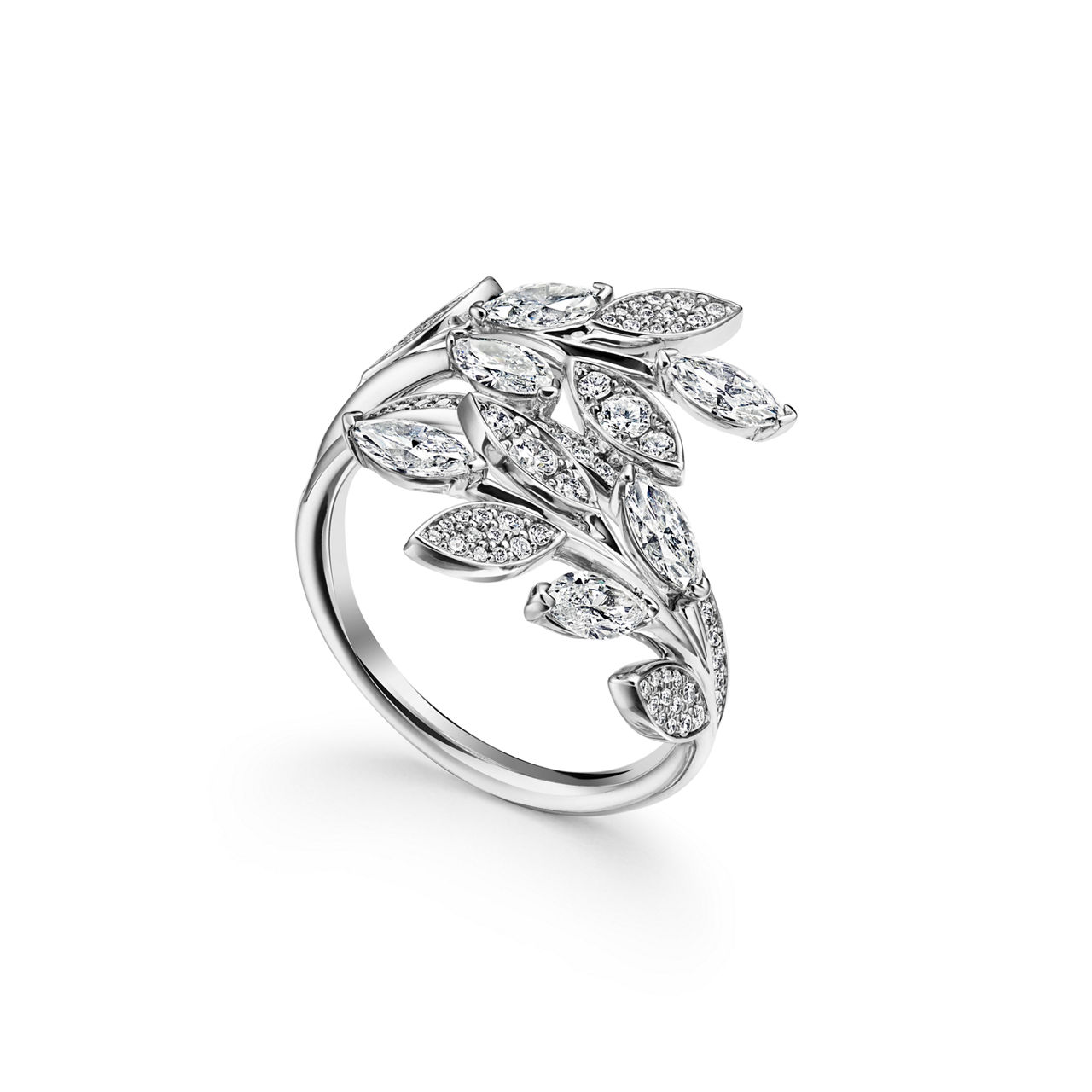 Tiffany Victoria®:Diamond Vine Bypass Ring in Platinum image number 2
