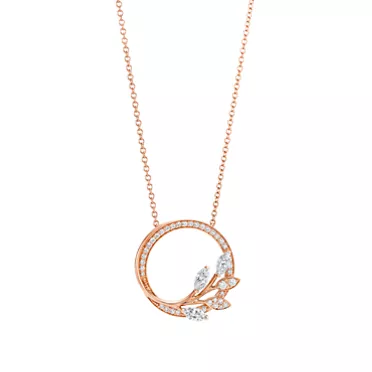 Tiffany Victoria®:Diamond Vine Circle Pendant in 18k Rose Gold, 3