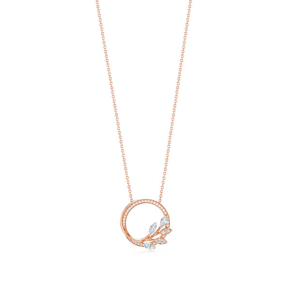 Tiffany Victoria®:Diamond Vine Circle Pendant in 18k Rose Gold 