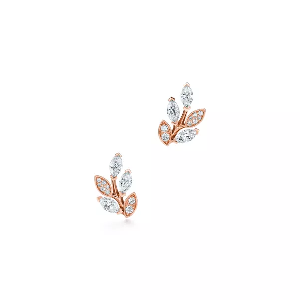 Diamond Vine Earrings in 18k Rose Gold