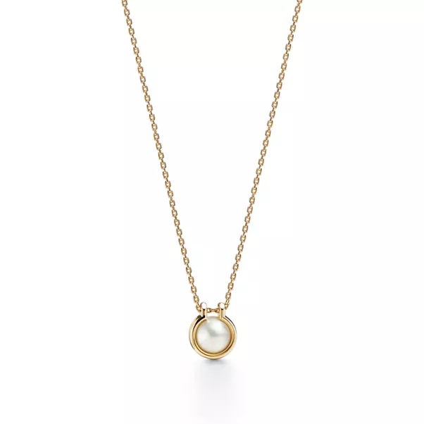 Colgante de eslabones con perla del Mar del Sur de oro de 18 quilates, 40,6 cm de oro amarillo
