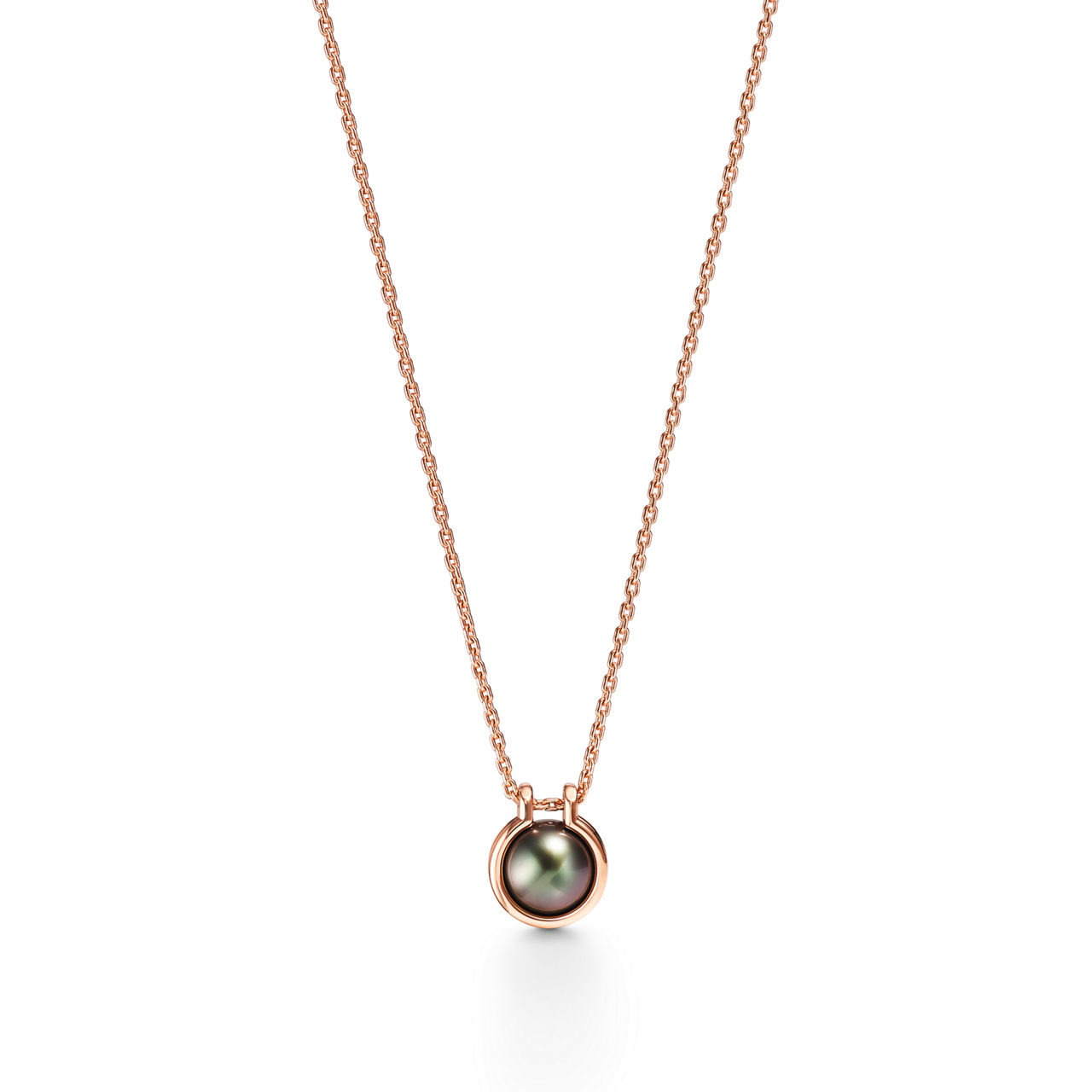 Tiffany HardWear:Tahitian Black Pearl Link Pendant in 18k Rose Gold, 16"  image number 0