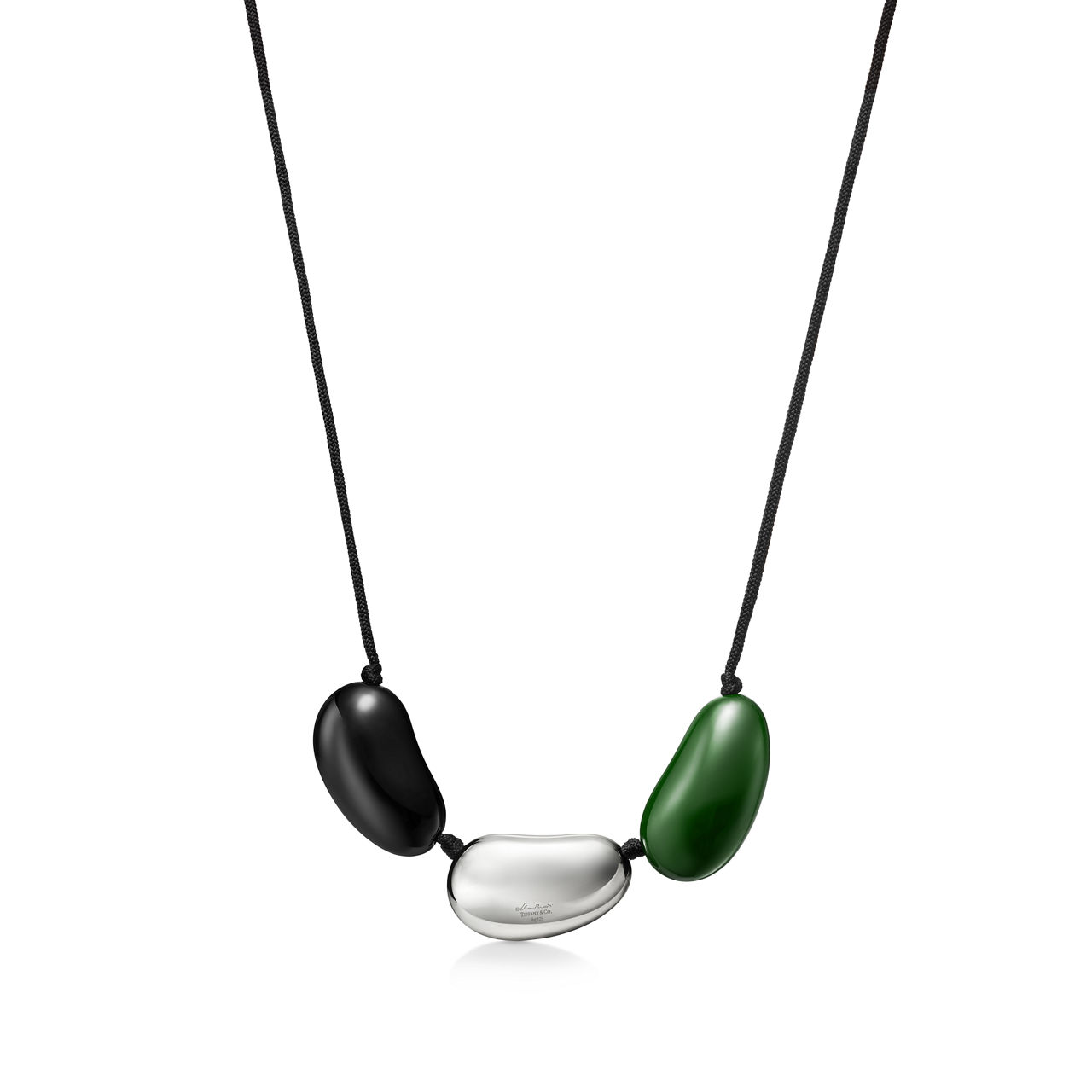 Elsa Peretti®:Bean design Necklace in Silver and Lacquer over Japanese Hardwood image number 2