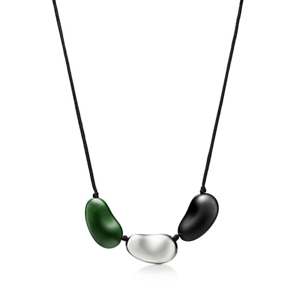 Elsa Peretti®:Bean design Necklace in Silver and Lacquer over Japanese Hardwood