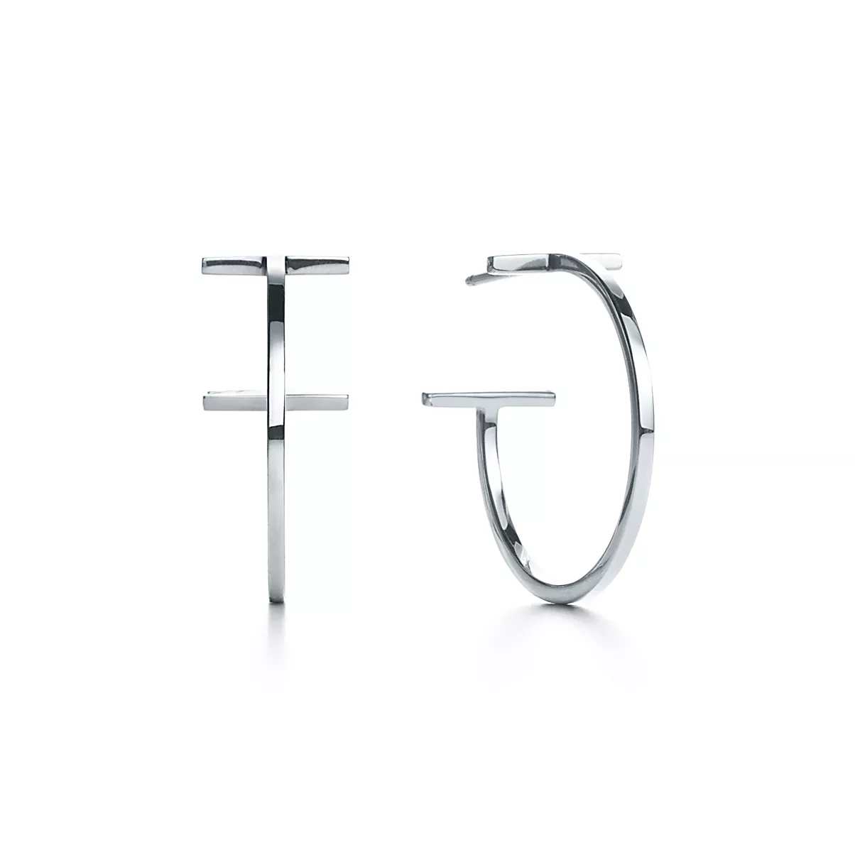 Tiffany T Earrings 18K 화이트 골드와 팔라듐 No Gemstone One Scale