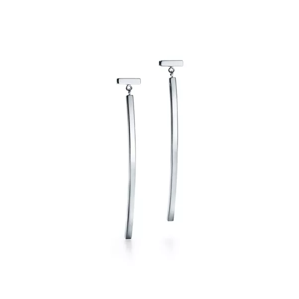 Bar Earrings in White Gold