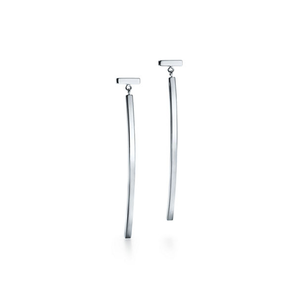 Tiffany T:Bar Earrings in White Gold