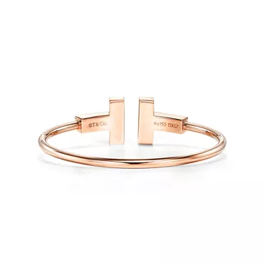 Tiffany T:Wide Wire Bracelet in Rose Gold, 3