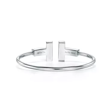 Tiffany T:Wide Wire Bracelet in White Gold, 3