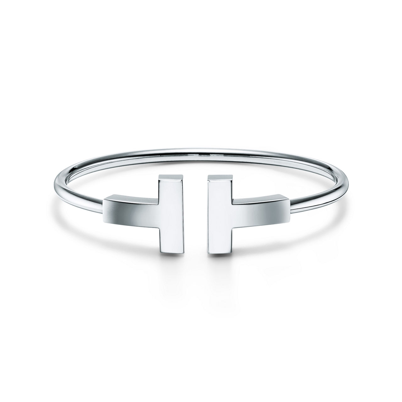 Wide Wire Bracelet in White Gold