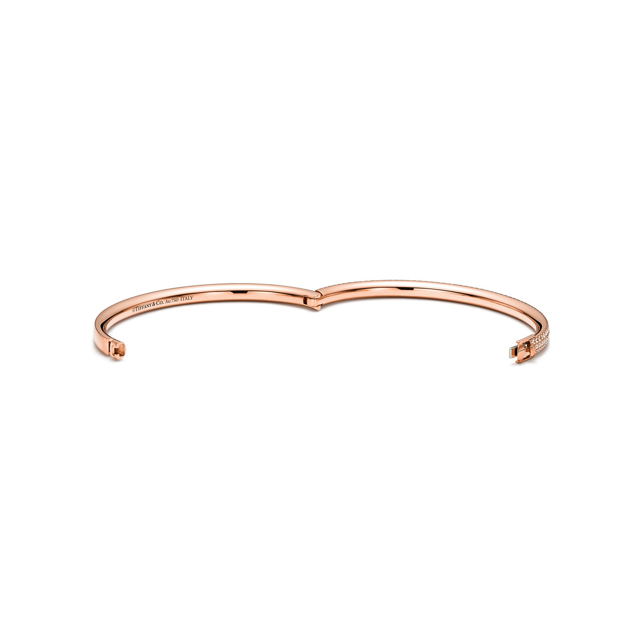 Tiffany Metro:Three-row Hinged Bangle in Rose Gold with Diamonds image number 3