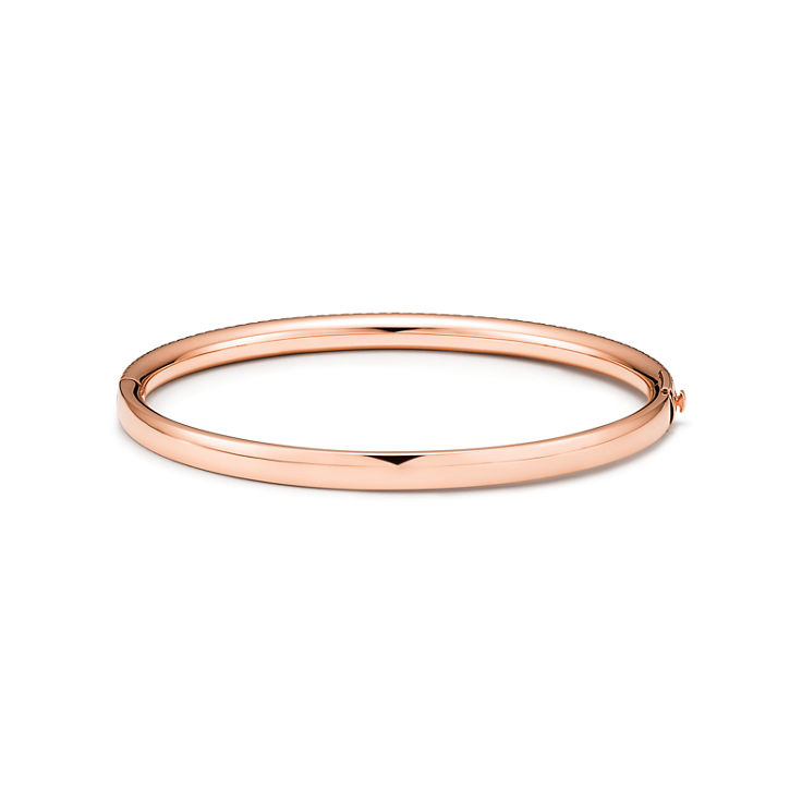 Tiffany Metro:Three-row Hinged Bangle in Rose Gold with Diamonds image number 4