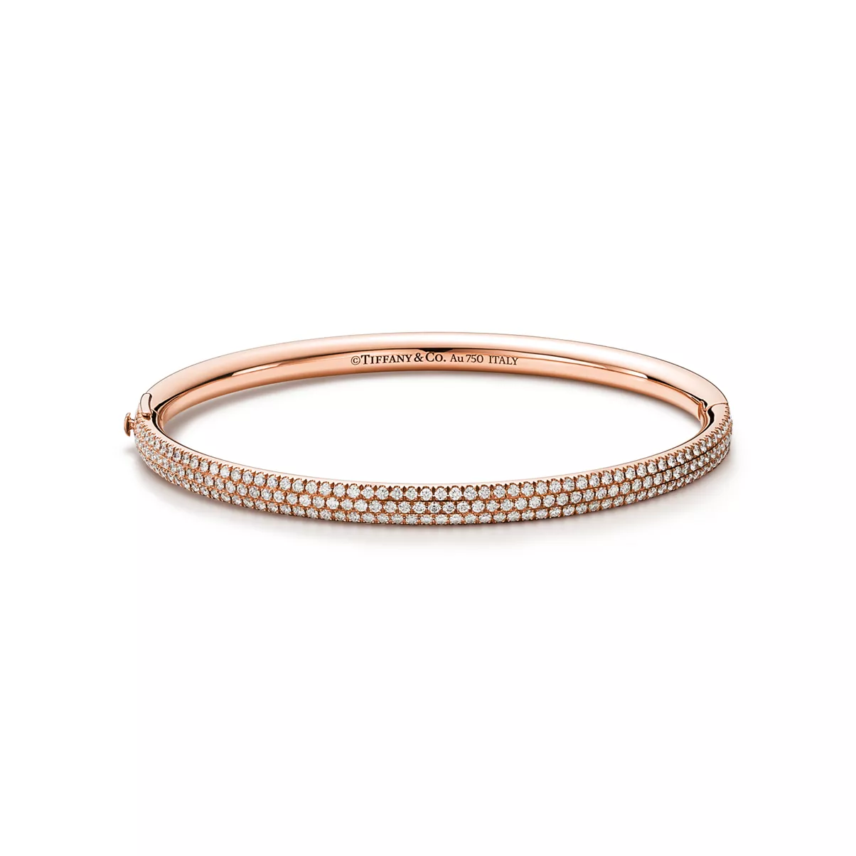 Dreireihiger aufklappbarer Armreif in Ros&eacute;gold mit Diamanten