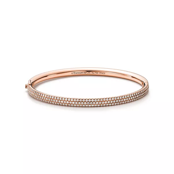 Dreireihiger aufklappbarer Armreif in Roségold mit Diamanten