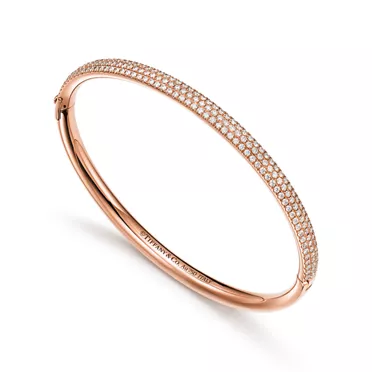 Tiffany Metro:Three-row Hinged Bangle in Rose Gold with Diamonds, 2