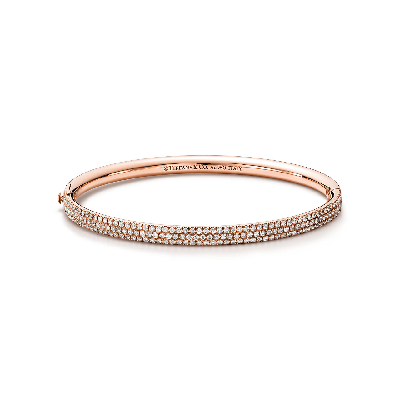 Bracelet jonc articulé à trois rangs en or rose 18 carats et diamants