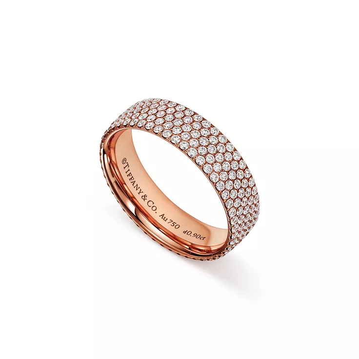 Tiffany Metro:Anillo de cinco hileras en oro rosa con diamantes, 2