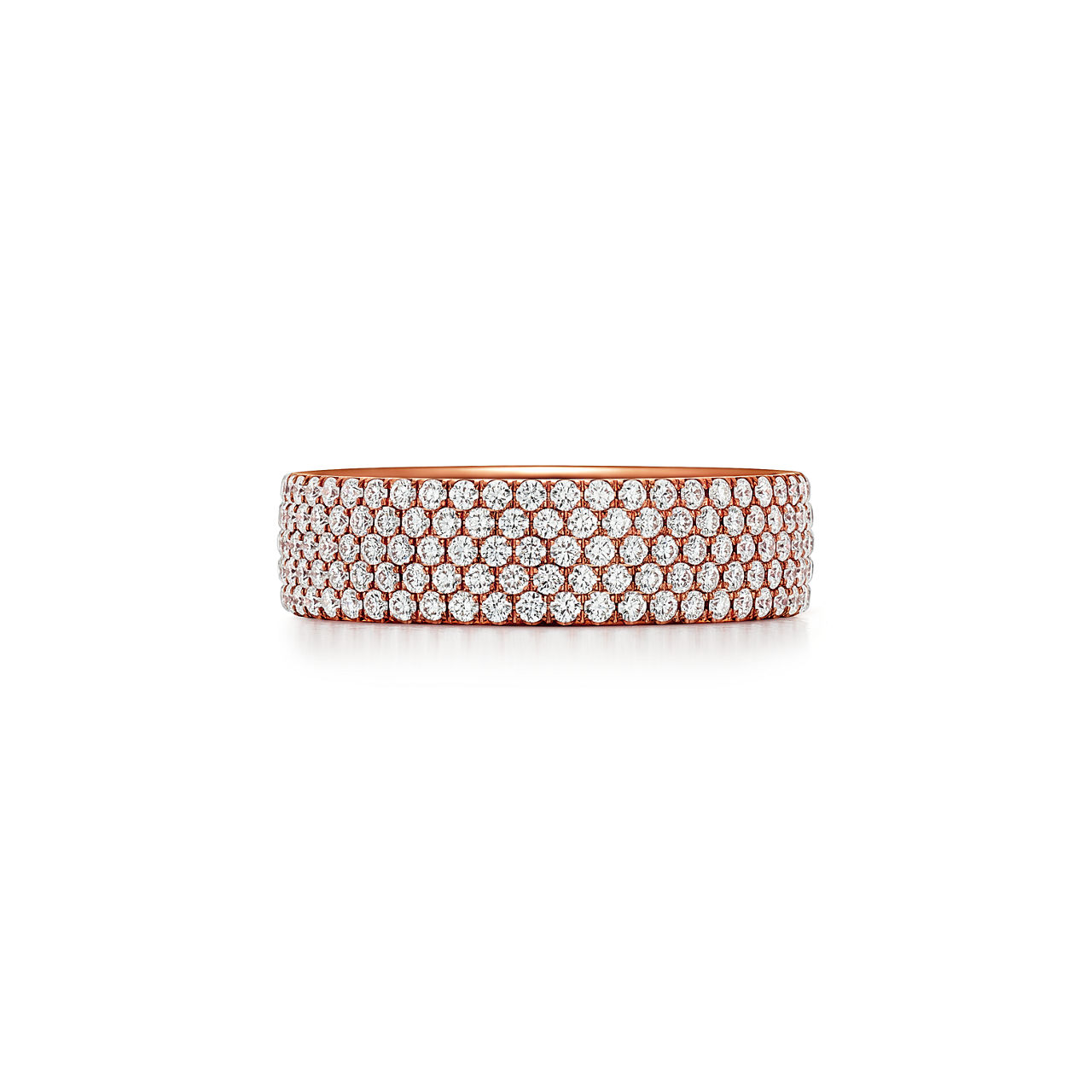 Tiffany Metro:Five-row Ring in Rose Gold with Diamonds image number 0