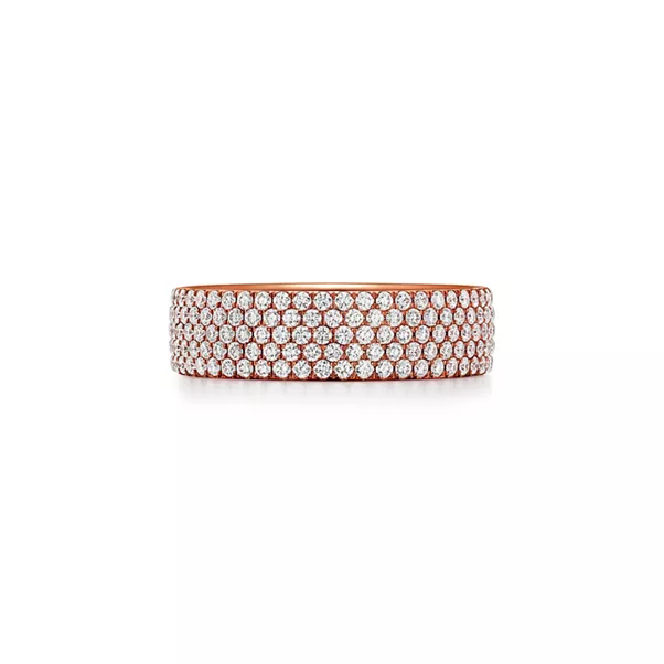 Five-row Ring in Rose Gold with Diamonds