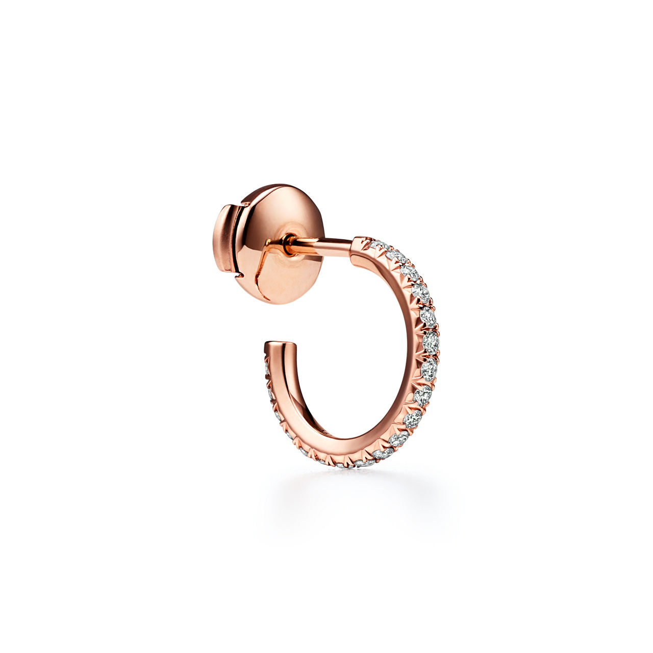 Tiffany Metro:Hoop Earrings in Rose Gold with Diamonds, Small image number 2