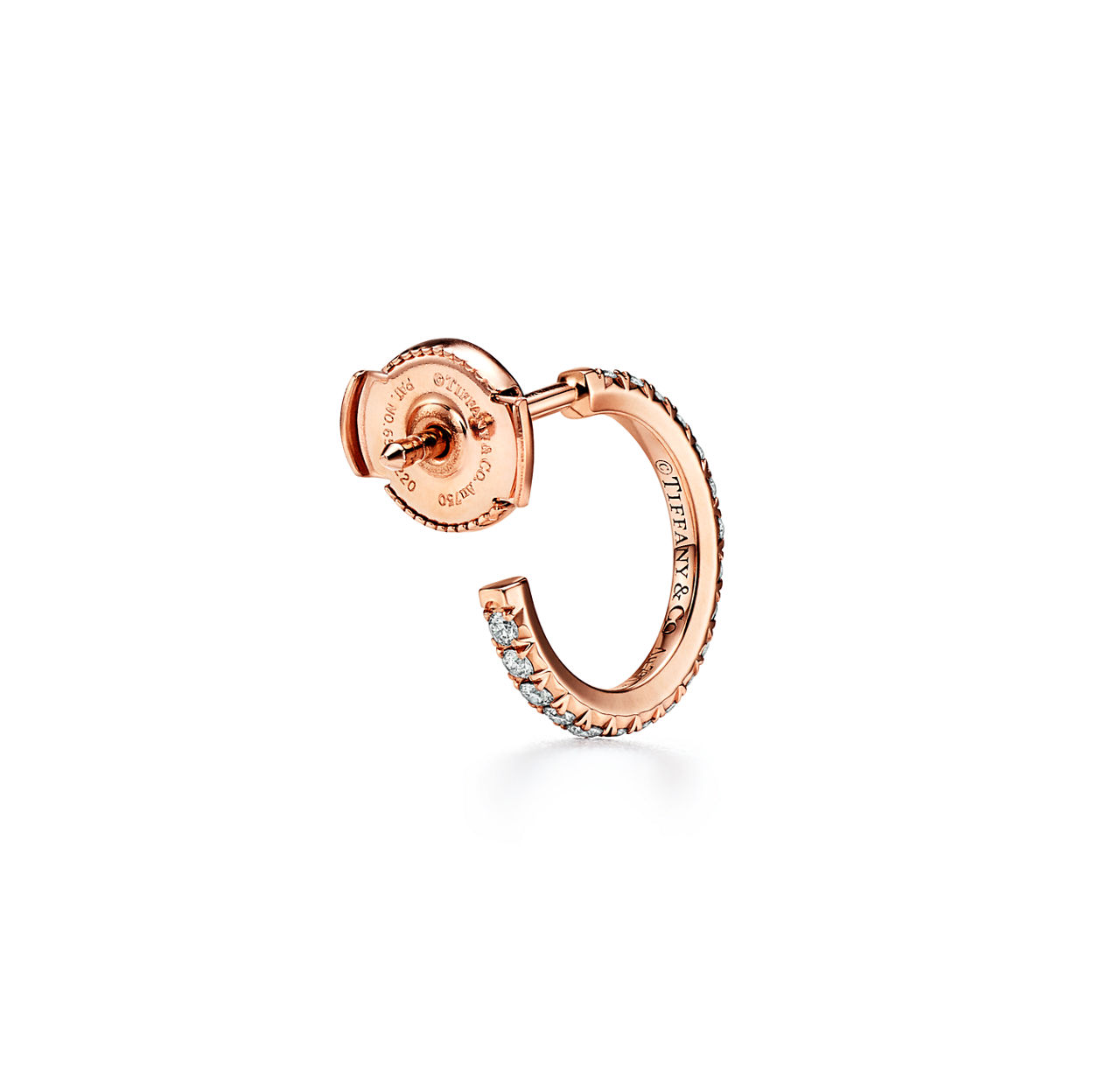 Tiffany Metro:Hoop Earrings in Rose Gold with Diamonds, Small image number 3