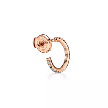 Tiffany Metro:Hoop Earrings in Rose Gold with Diamonds, Small, 3