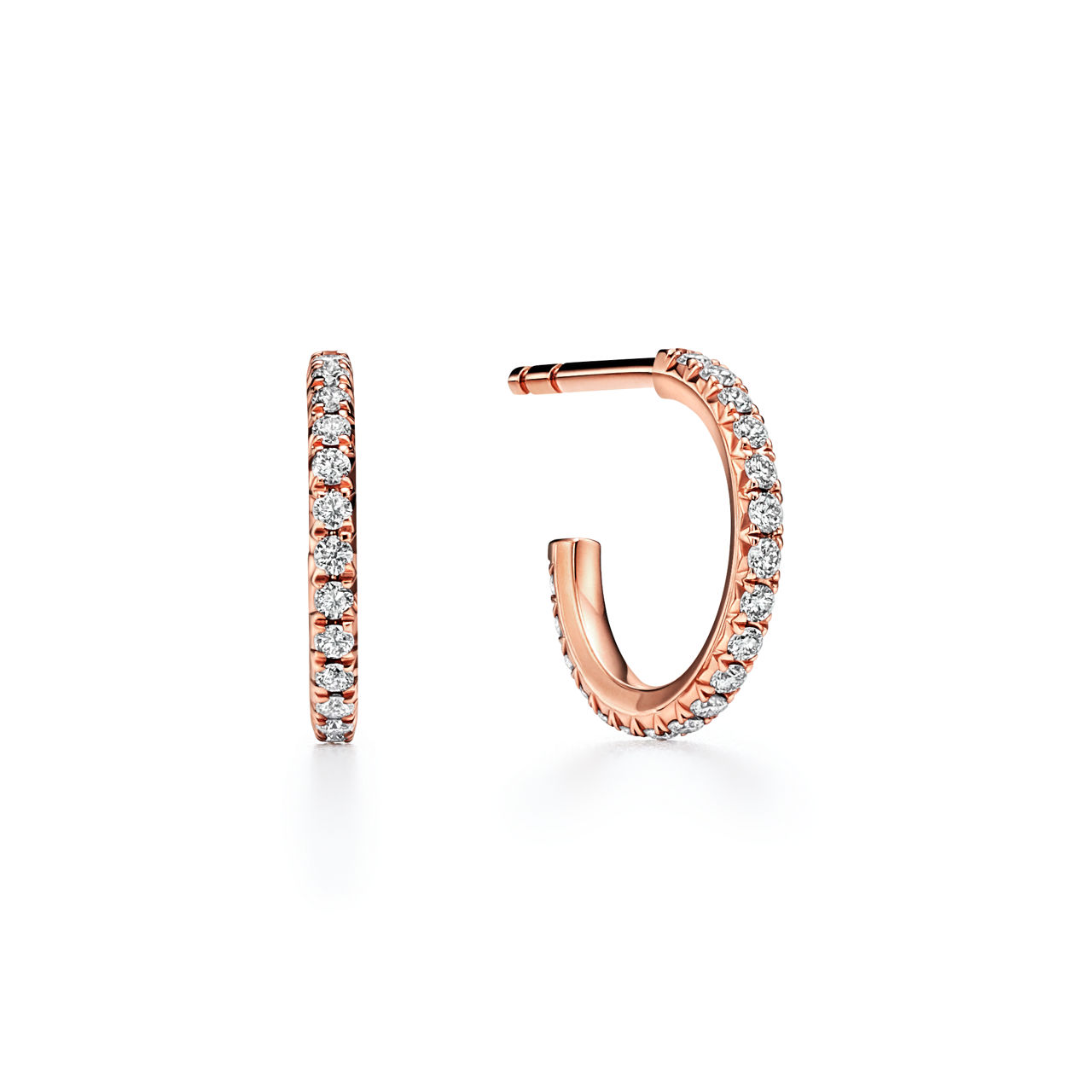 Tiffany Metro:Hoop Earrings in Rose Gold with Diamonds, Small image number 0