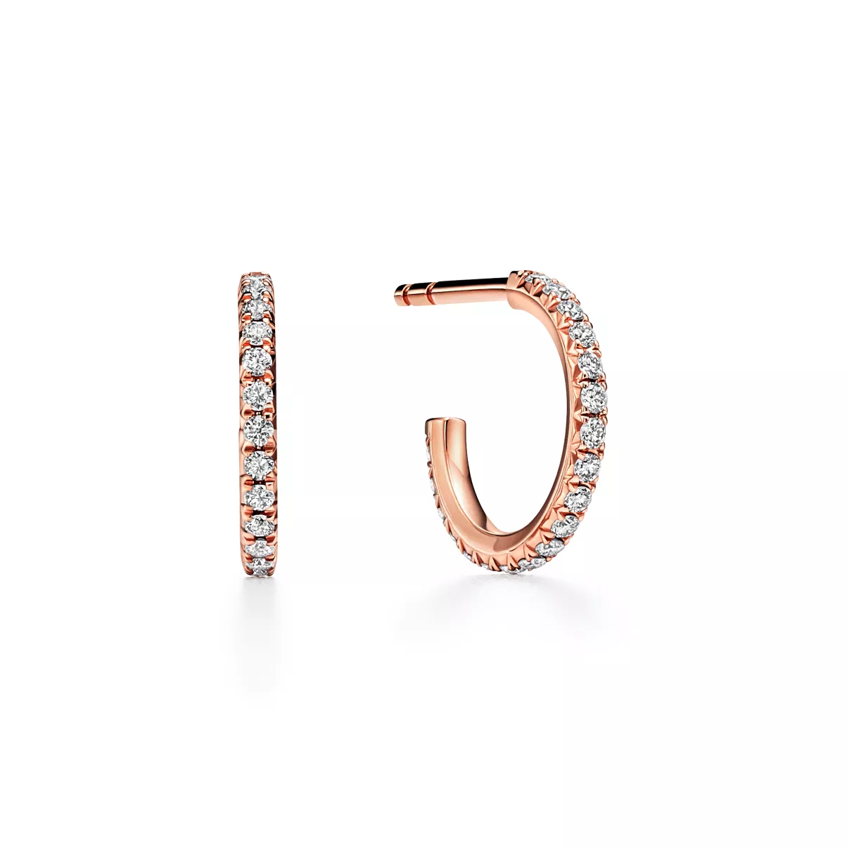 Hoop Earrings in Rose Gold with Diamonds, Small