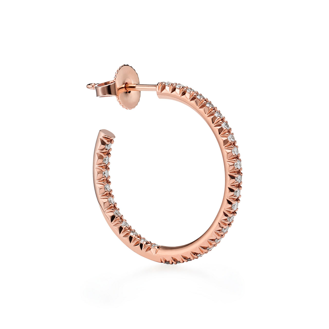 Tiffany Metro:Hoop Earrings in Rose Gold with Diamonds, Medium image number 2