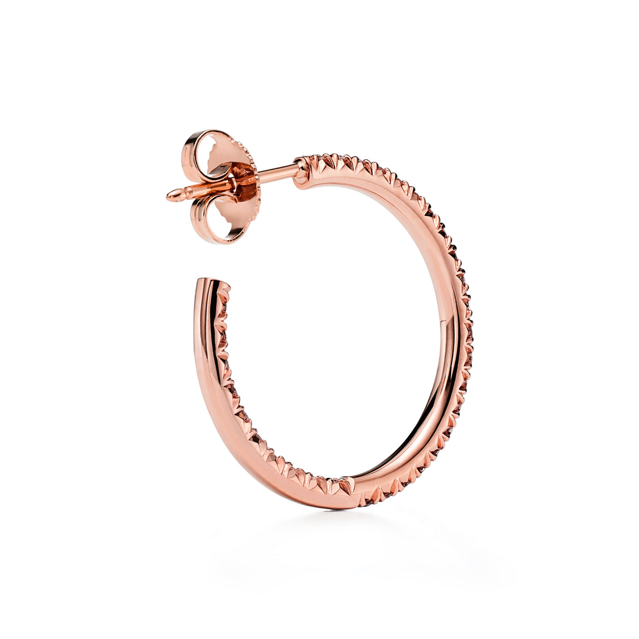 Tiffany Metro:Hoop Earrings in Rose Gold with Diamonds, Medium image number 3