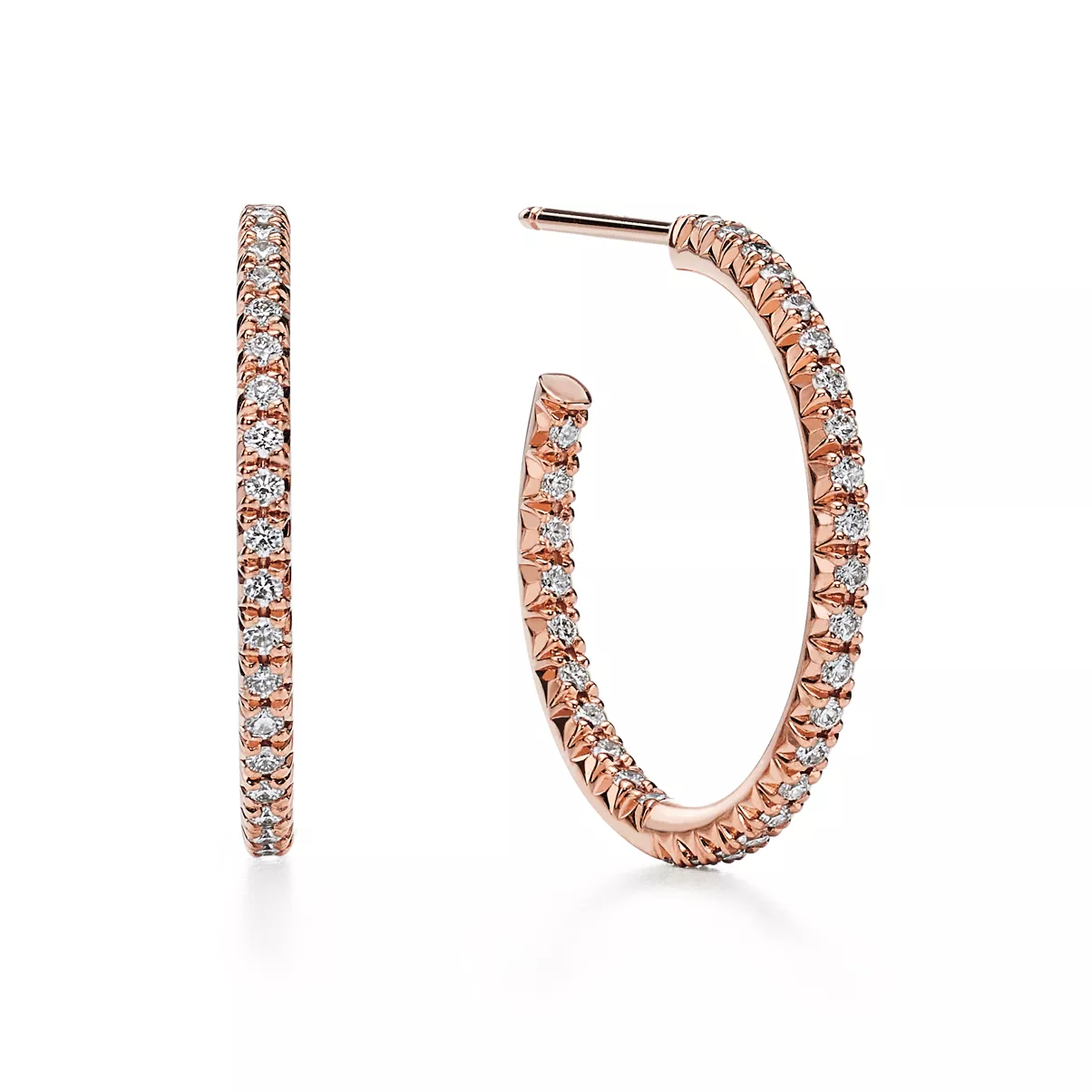 Hoop Earrings in Rose Gold with Diamonds, Medium