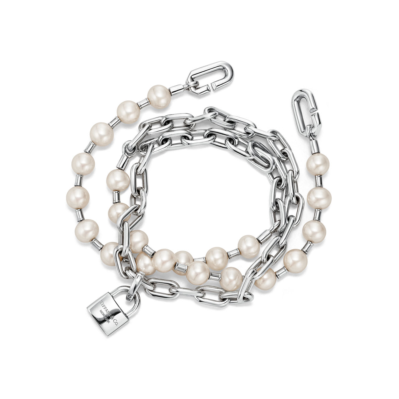 Tiffany HardWear:Perlenarmband mit Schloss in Silber, Medium Bildnummer 2