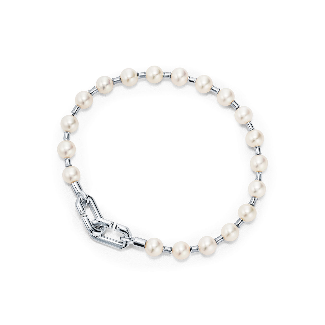 Perlenarmband in Silber, 5–6 mm