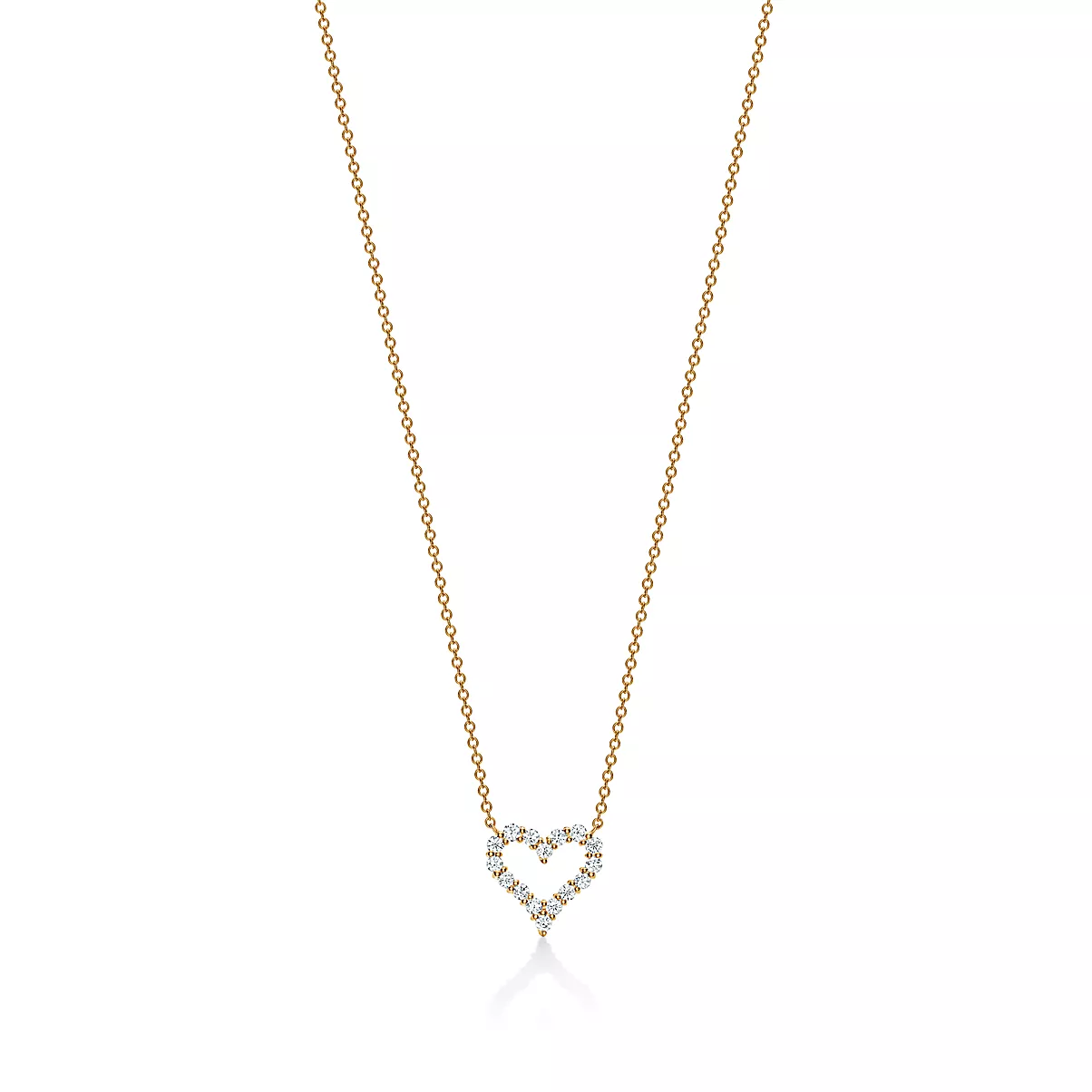 Tiffany Hearts Pendant w/Chain 18K 옐로우 골드 라운드 브릴리언트 다이아몬드 One Scale