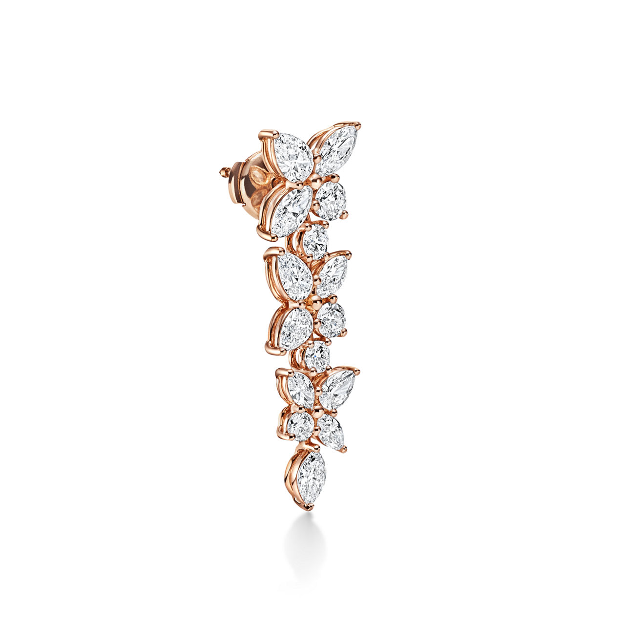 Tiffany Victoria®:Mixed Cluster Diamond Drop Earrings in 18k Rose Gold image number 2