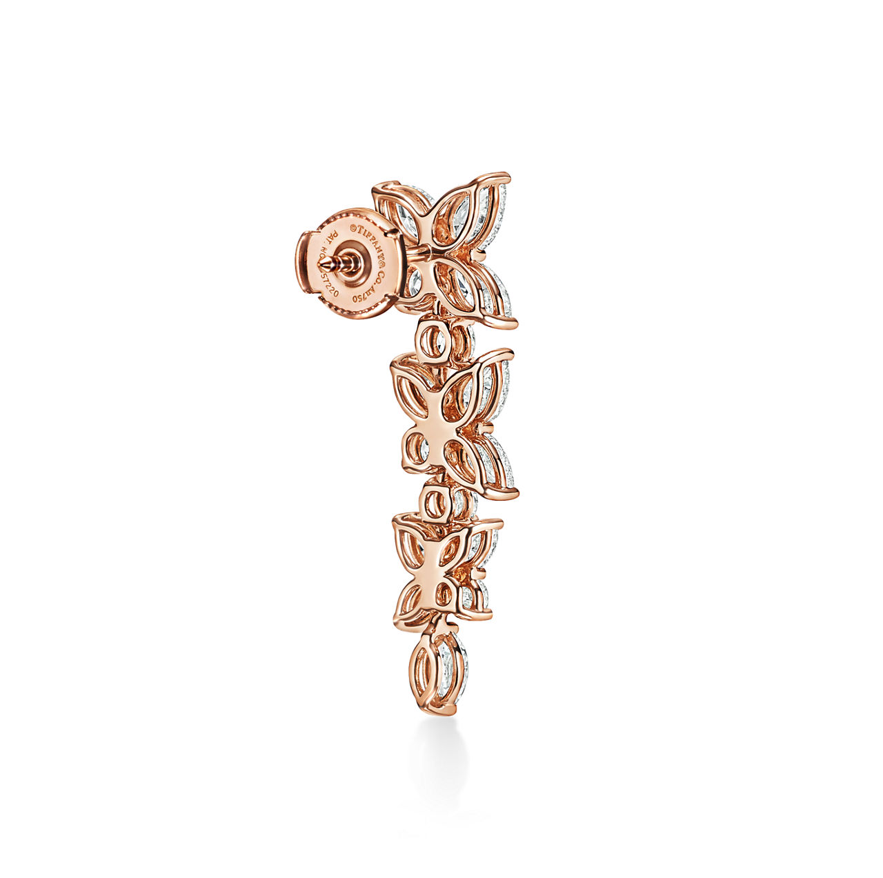 Tiffany Victoria®:Mixed Cluster Diamond Drop Earrings in 18k Rose Gold image number 3