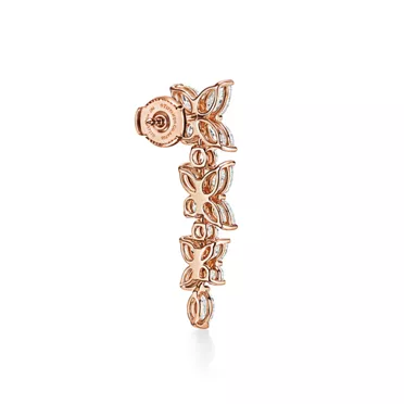 Tiffany Victoria®:Mixed Cluster Diamond Drop Earrings in 18k Rose Gold, 3