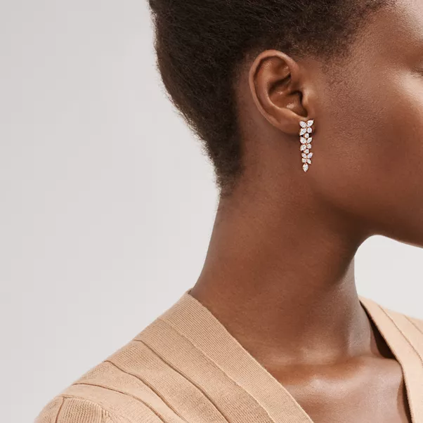 Mixed Cluster Diamond Drop Earrings in 18k Rose Gold