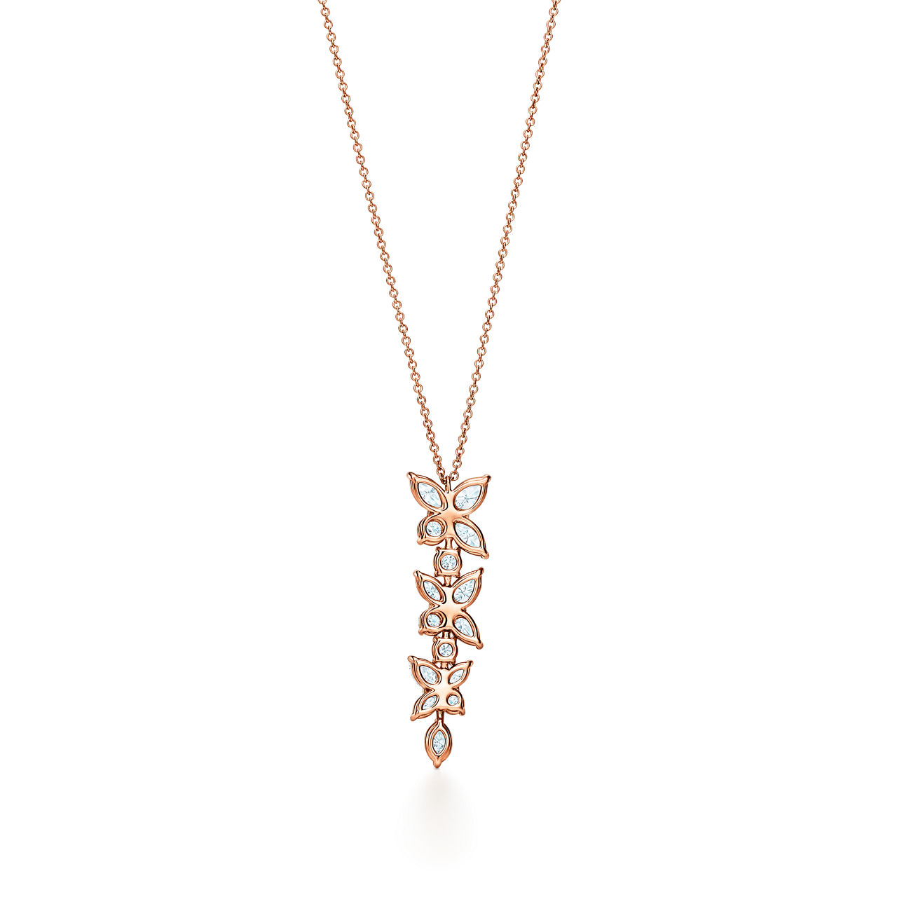 Tiffany Victoria®:Mixed Cluster Diamond Drop Pendant in 18k Rose Gold image number 2