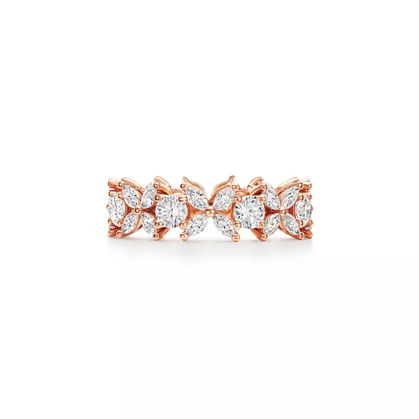 Diamant-Ehering mit abwechselndem Muster in 18 Karat Roségold