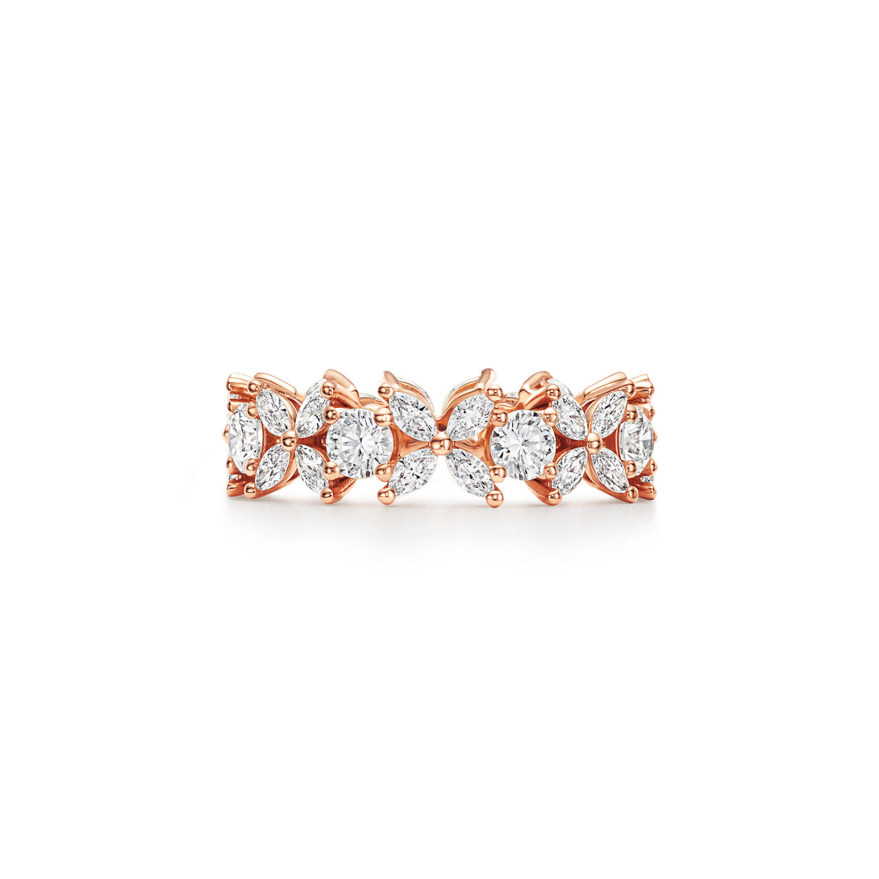 Diamant-Ehering mit abwechselndem Muster in 18 Karat Roségold