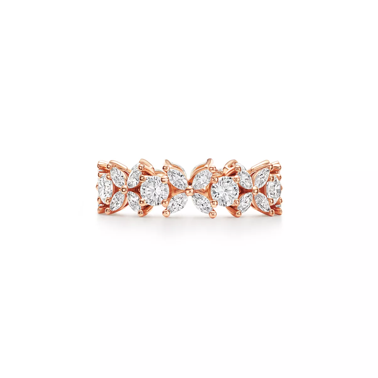 Alternating Diamond Band Ring in 18k Rose Gold