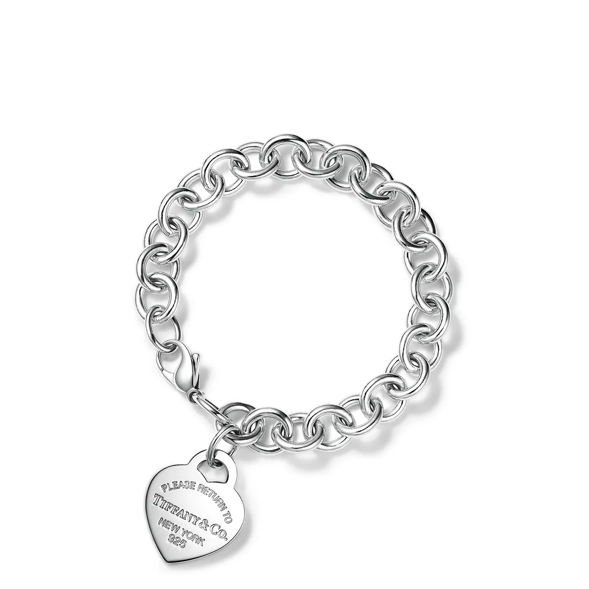 Heart Tag Charm Bracelet in Silver
