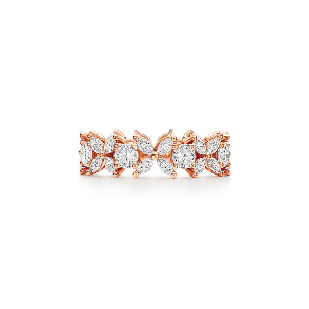 Tiffany Victoria®:Alternating Diamond Band Ring in 18k Rose Gold