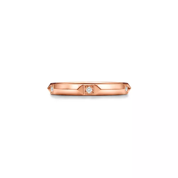Alianza en oro rosa de 18 quilates con diamantes, 2,5 mm de ancho