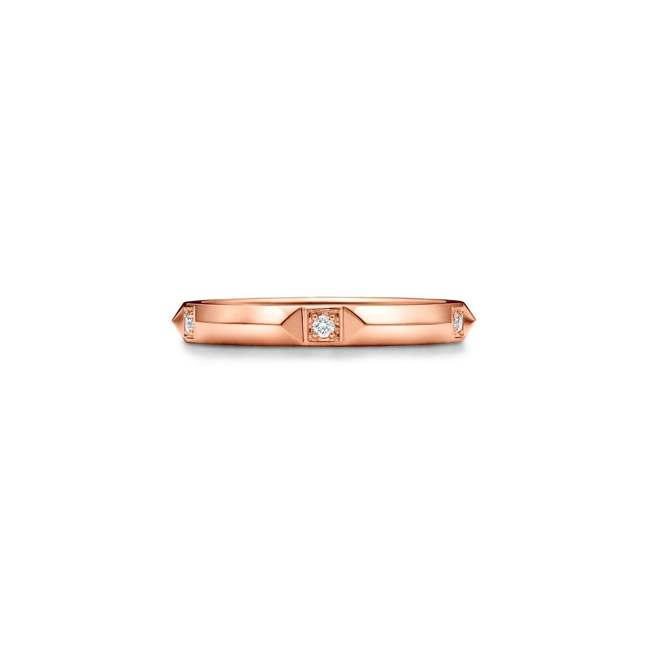 Band Ring in 18k Rose Gold with Diamonds, 2.5 mm Wide