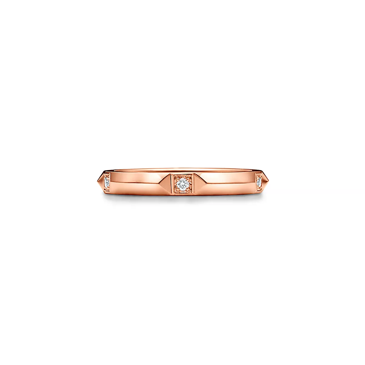 Tiffany True Ring 18K 로즈 골드 라운드 브릴리언트 다이아몬드